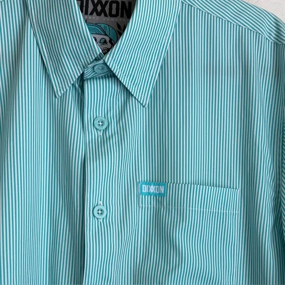 Dixxon Men's Benny Short Sleeve Button Up Shirt Microstripe Tiffany‎ Blue Medium - Picture 8 of 11
